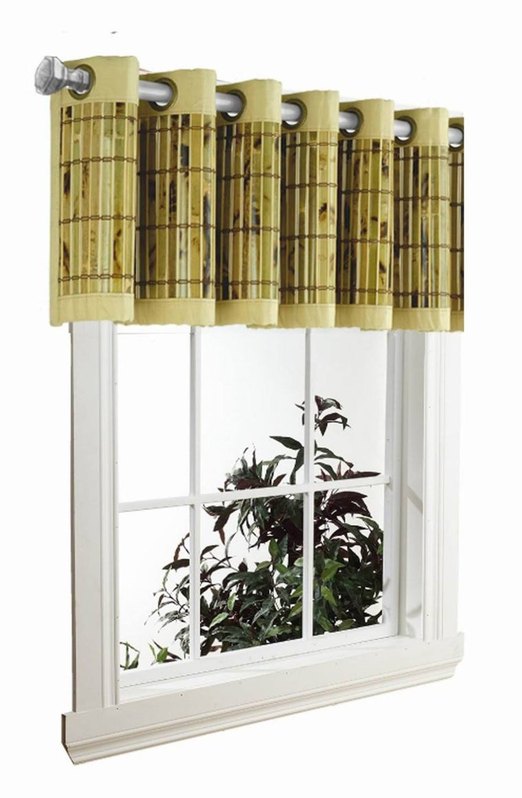 Green Tortoise Shell Bamboo Valance from Versailles Home Fashions, Featuring a Grommet Top
