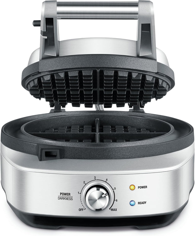 Brushed Stainless Steel Waffle Maker with No-Mess Design, Breville BWM520XL